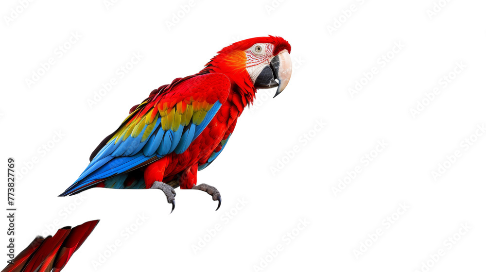 Obraz premium A colorful parrot gracefully sits atop a tree branch in a lush and vibrant setting