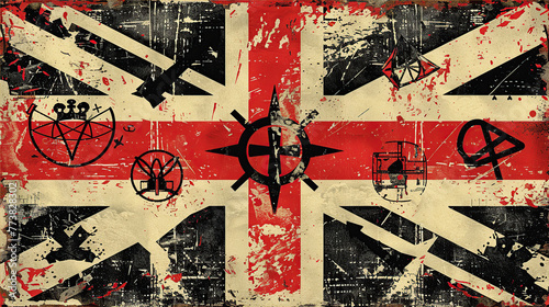 a postcard with the British flag in the grunge style
