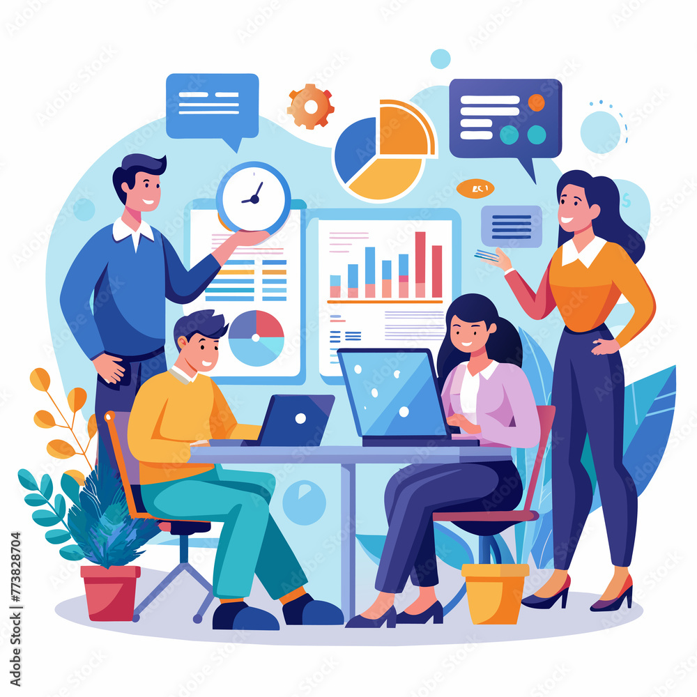 vector art business people working in office business people working on laptop vector art business people working in office business people working on laptop