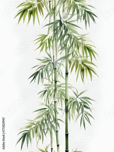 bamboo leaves isolated on white background