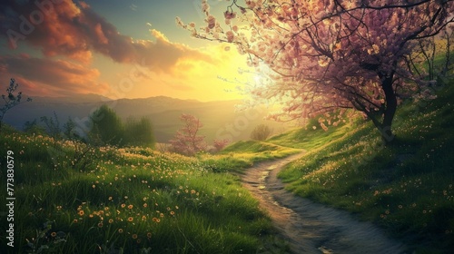 Path Leading to Beautiful Sunset
