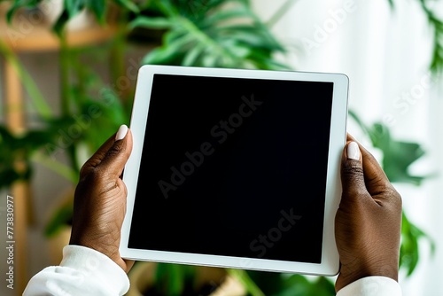 Man holding tablet computer in hands