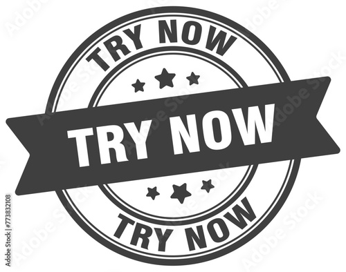 try now stamp. try now label on transparent background. round sign
