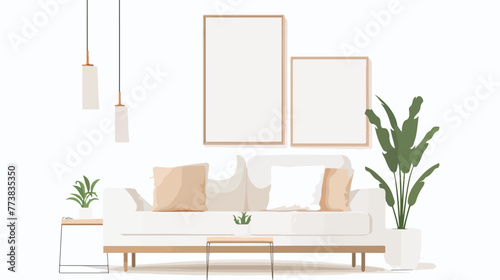 White living room with sofa. Scandinavian interior © Hassan