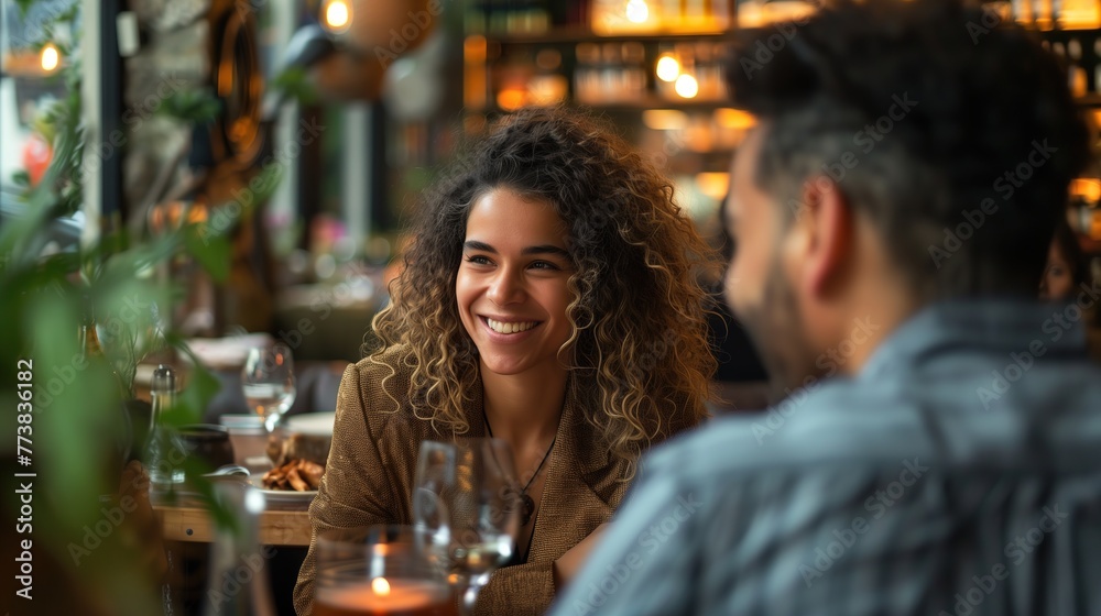 Couple Dining at Restaurant Table