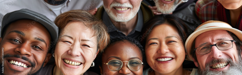 Various people on colourful background. Generative AI Various people on colourful background. Generative AI