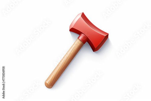 This image showcases a shiny red firefighter's axe with a wooden handle, representing emergency, urgency, and bravery © Tixel