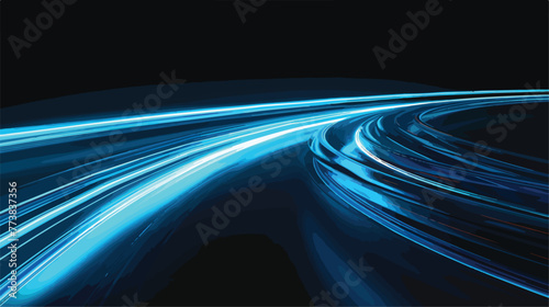 Abstract blue light trails in the dark motion blur