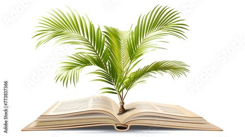 open book with palm tree , generative ai © Mahnoor