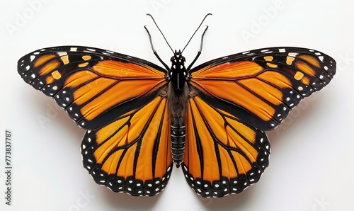 Monarch Butterfly (Danaus plexippus) White background, Generative AI