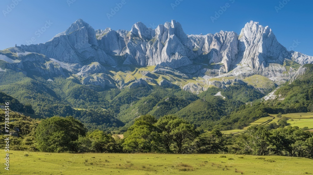 Majestic Scenery of Mountain Range with Clear Sky on a Horizontal Landscape.