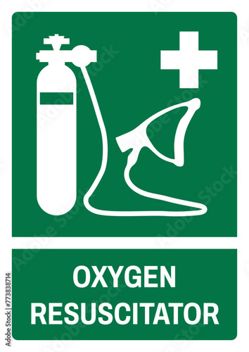 iso emergency and first aid safety signs oxygen resuscitator size a4/a3/a2/a1