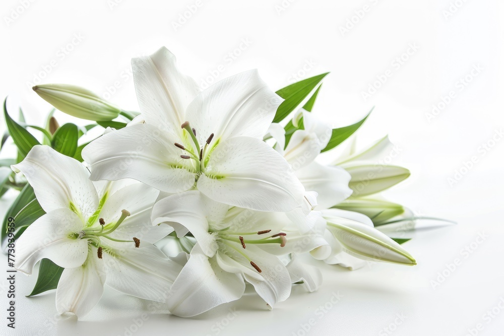 Sympathy Card with Lily Flowers on White Background. Perfect for Funeral, Memorial, and Condolence Purposes