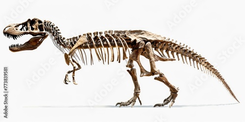 T-Rex Fossil Skeleton. Discover the Wild World of Paleontology & Earth's Wildlife with Cretaceous T-Rex Dinosaur, Walking with all Ribs Intact © Web