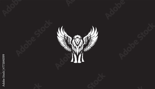 Lion with wings, flying design logo 