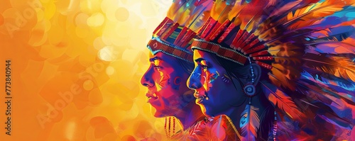 Happy Indigenous Peoples' Day Background.art illustration