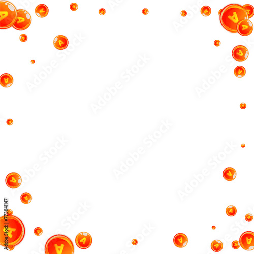 Vitamin A round capsules scattered randomly.