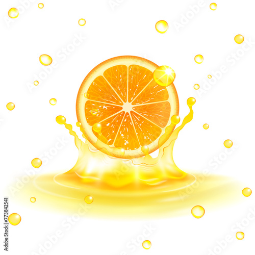 Juicy Orange Splashing with Juice