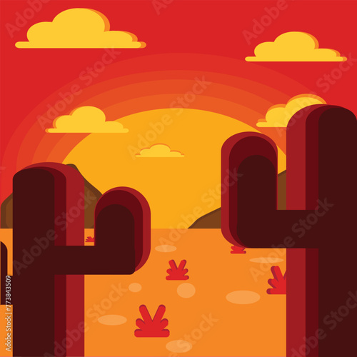 WildWest Flat Design Vector Illustration