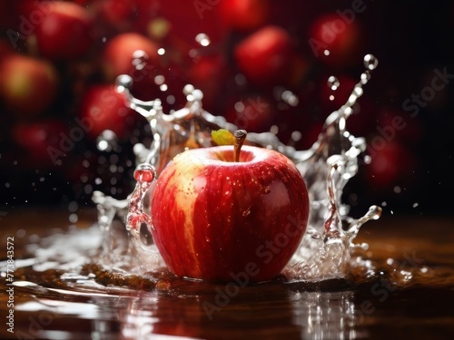 Red Apple Splashing in Water