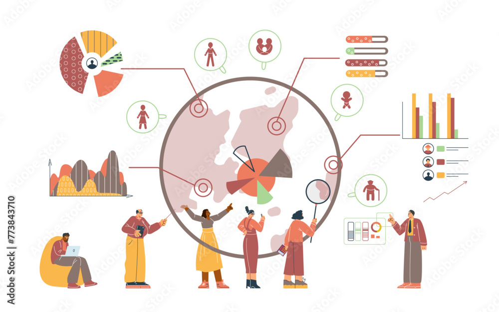 Demographics data analysis vector illustration