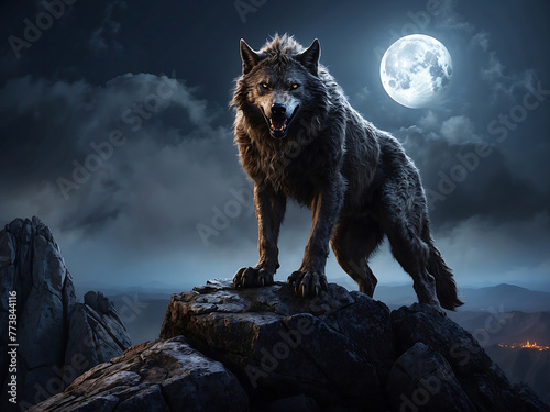 Mystical Werewolf in the Night Captivating Vector Illustration for Fantasy and Horror Concepts. With ai generative..