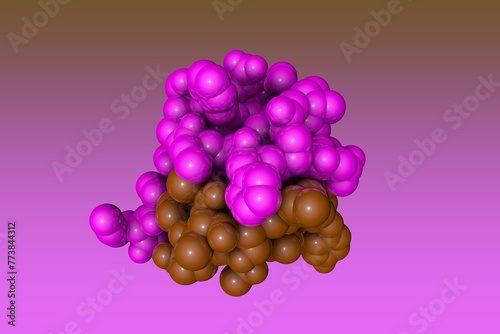 Human insulin. Space-filling molecular model. 3d illustration
