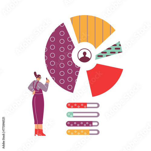 Global demographics vector analysis illustration