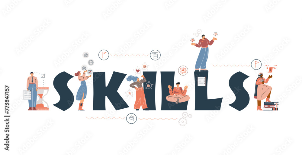 Skill development concept vector illustration set Skill development concept vector illustration set