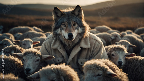 Wolf in sheeps clothing concept