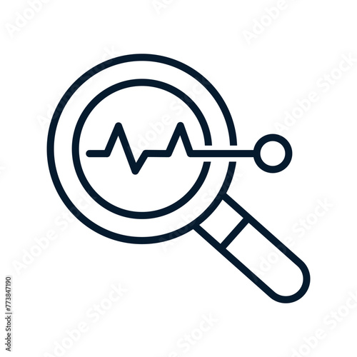 Concept of predictive analysis. Vector linear icon isolated on white background.