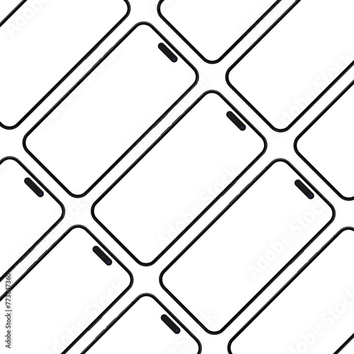 Realistic smartphone mockup. Mobile phone  with isolated on white background.  3D mobile phone with shadow. Realistic  smart phone mockup for ui ux presentation.
