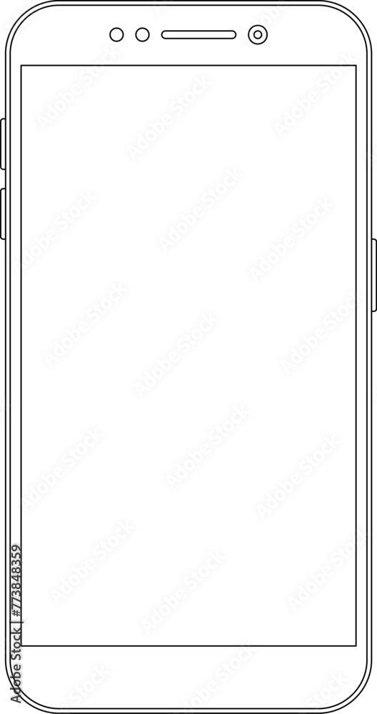 Outline line drawing modern smartphone. Elegant thin stroke line style design vector. Elegant thin line stroke style design smartphone Outline line drawing modern smartphone. Elegant thin stroke line style design vector. Elegant thin line stroke style design smartphone