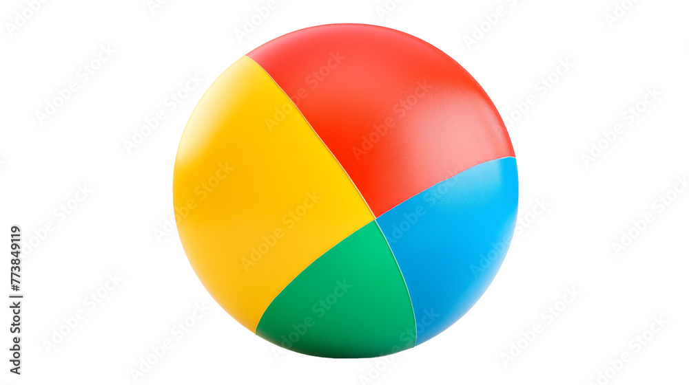 A colorful beach ball sits elegantly on a clean white background, radiating joy and vibrancy A colorful beach ball sits elegantly on a clean white background, radiating joy and vibrancy