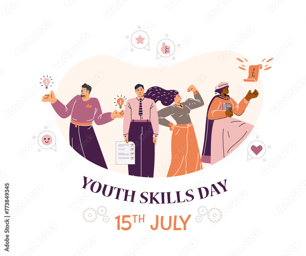 Youth Skills Day diversity vector illustration