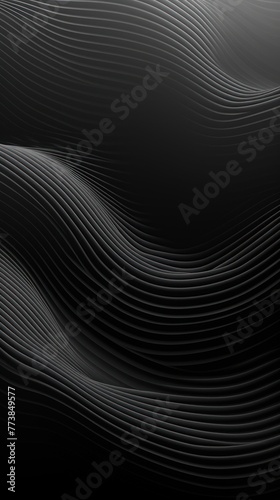 Black gradient wave pattern background with noise texture and soft surface 