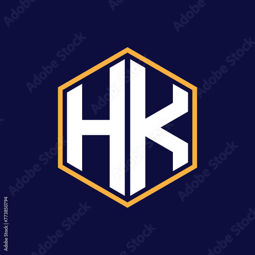 Modern hk letter logo design 