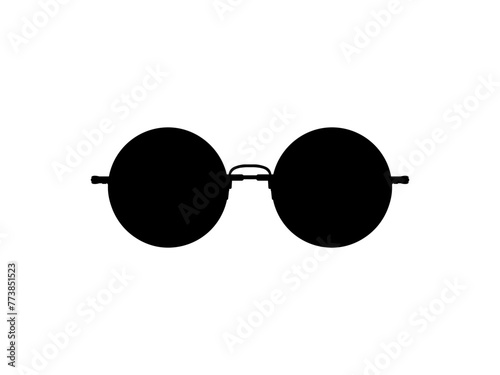 Sun Eye Glasses Silhouette, Pictogram, Front View, Flat Style, can use for Logo Gram, Apps, Art Illustration, Template for Avatar Profile Image, Website, or Graphic Design Element. Vector Illustration