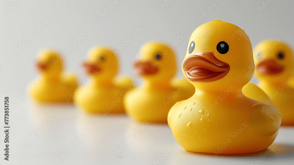 Rubber Duck Convoy on a Clean White Surface Rubber Duck Convoy on a Clean White Surface