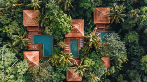 Aerial View of Resort Surrounded by Trees