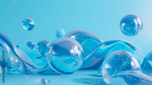 Digital futuristic blue spherical sculpture poster web page PPT background