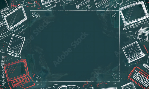 Artistic Invitation Card Design with Abstract Electronics Outline photo
