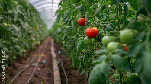 Bursting Green Tomatoes in Greenhouse