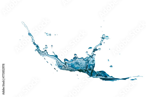 Blue water splash isolate white background.