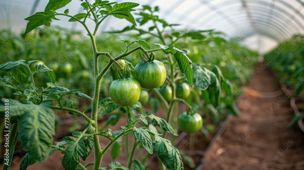 Bursting Green Tomatoes in Greenhouse Bursting Green Tomatoes in Greenhouse