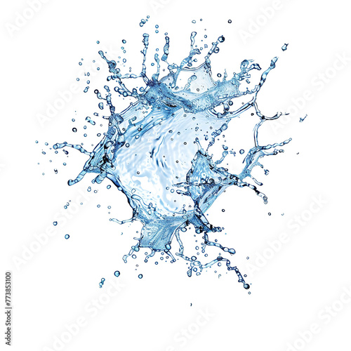 Blue water splash isolate white background.