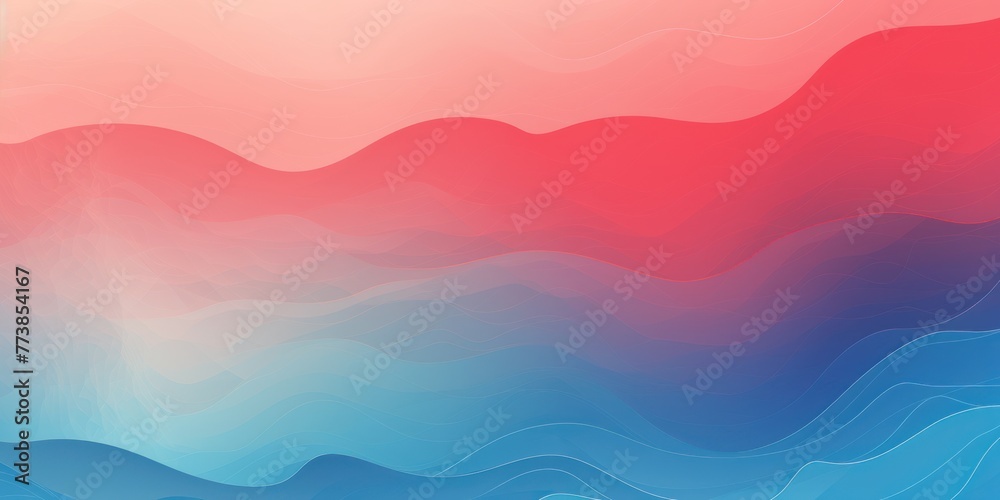 Blue red gradient wave pattern background with noise texture and soft surface gritty halftone art  - obrazy, fototapety, plakaty 