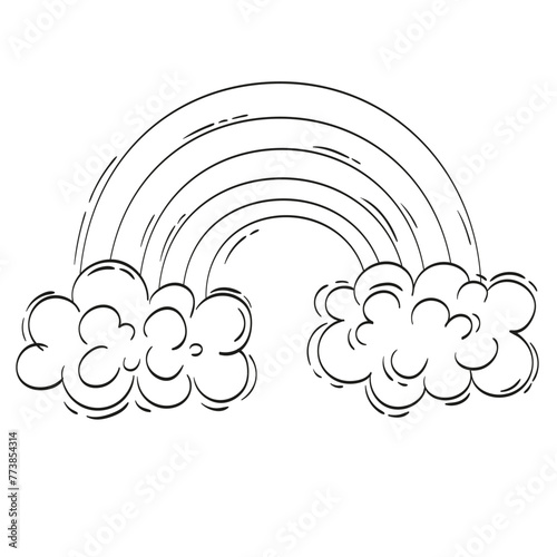 Coloring rainbow and clouds. Vector illustration for kids coloring book