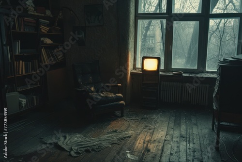 atmospheric cinematic shot, strange surroundings, with soviet non-fictional movie aesthetics touch © whitehoune