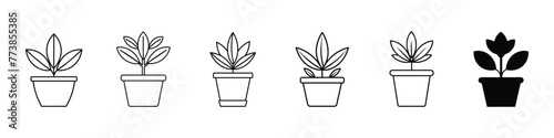 gardening vector icon, Potted plant outline icon. plant pot icon glyph vector. nature icon isolated on white background, Icon of a potted plant.